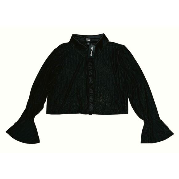 NWT Hot Topic Cosmic Aura Semi Sheer Cropped Satin Trimmed Top Size 2 - Picture 1 of 5